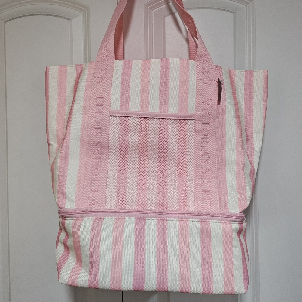 NWT Victoria's Secret Pink Striped Beach Bag